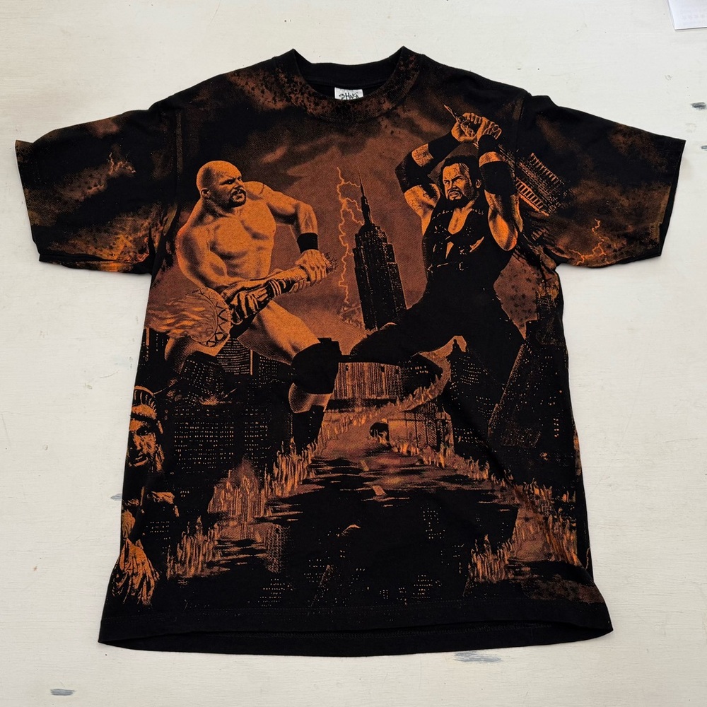 WWF SummerSlam Undertaker Stone Cold 1998 Heavyweight S/S T-Shirt Men’s Large